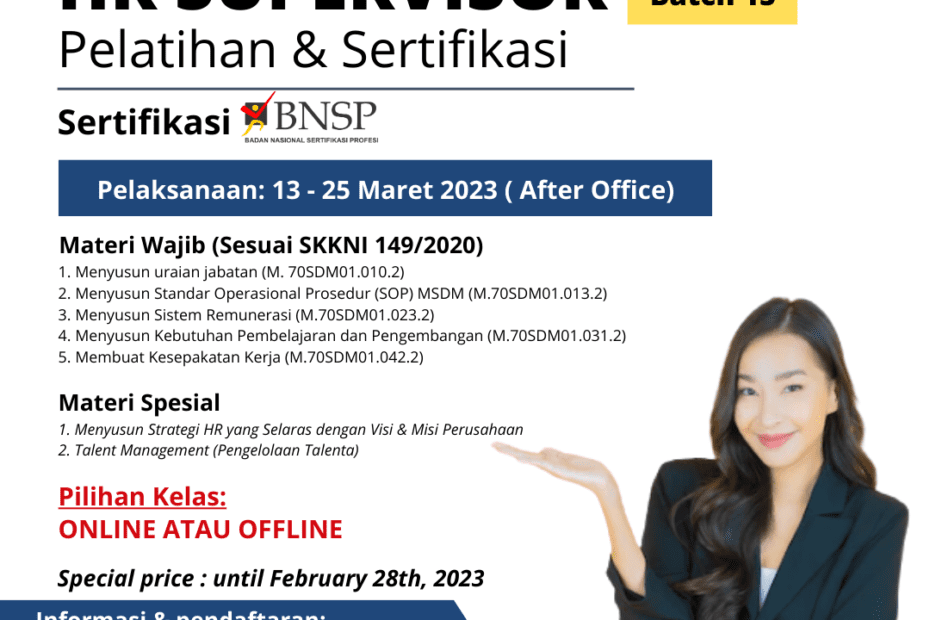 Pelatihan & Sertifikasi HR Supervisor BNSP (Batch 15)