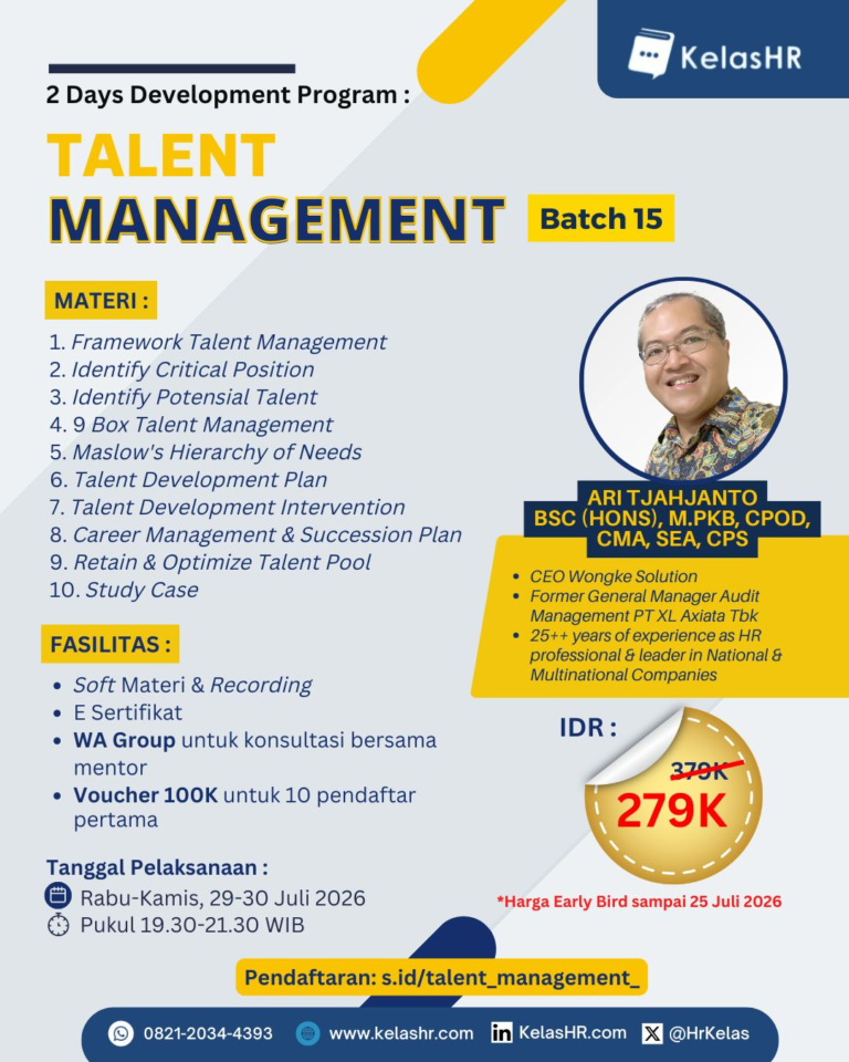 2 DAYS DEVELOPMENT PROGRAM TALENT MANAGEMENT - Kelas HR